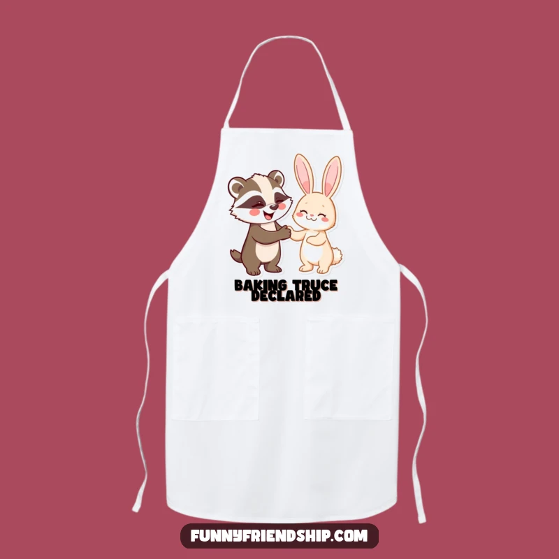 Funny Badger and Rabbit Handshake Apron: Cook with a Smile and Agreement