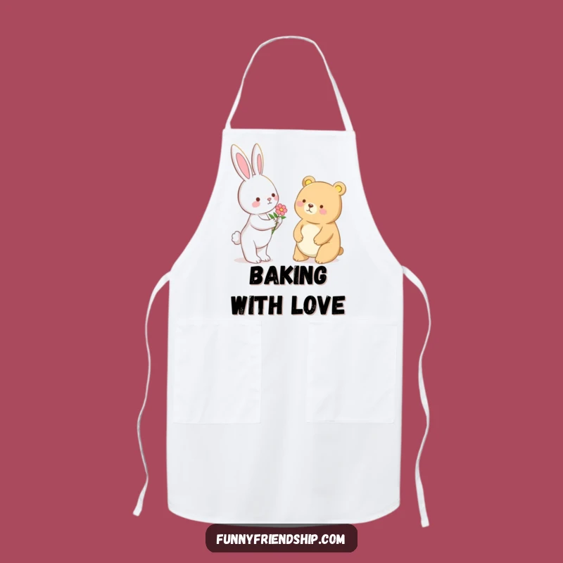 Funny Bunny & Bear Flower Apron - Whimsical Kitchen Gift