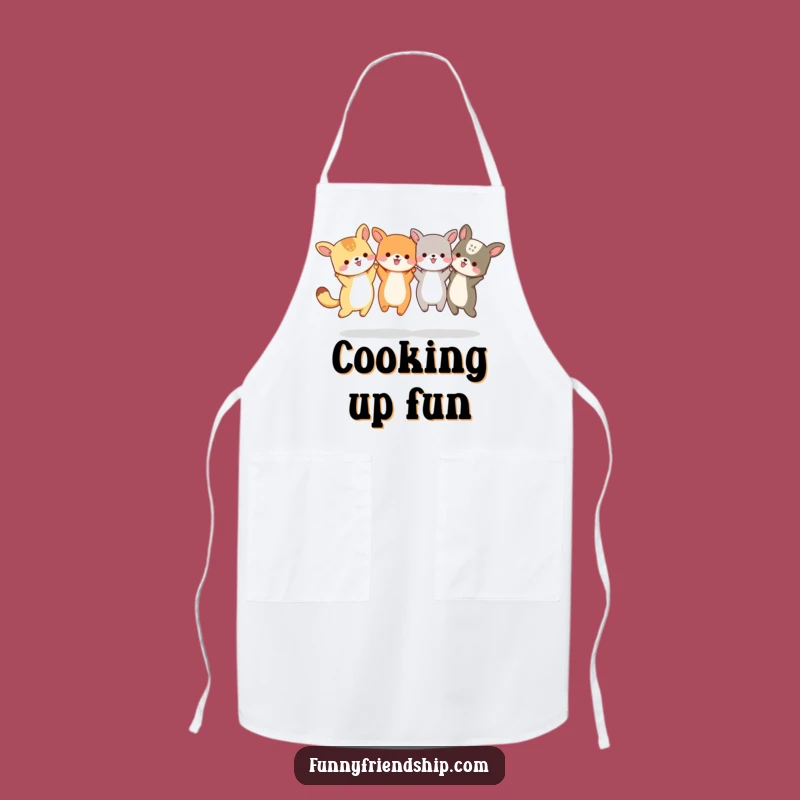 Funny Animal Friends Jumping Apron - Whimsical Kitchen Wear