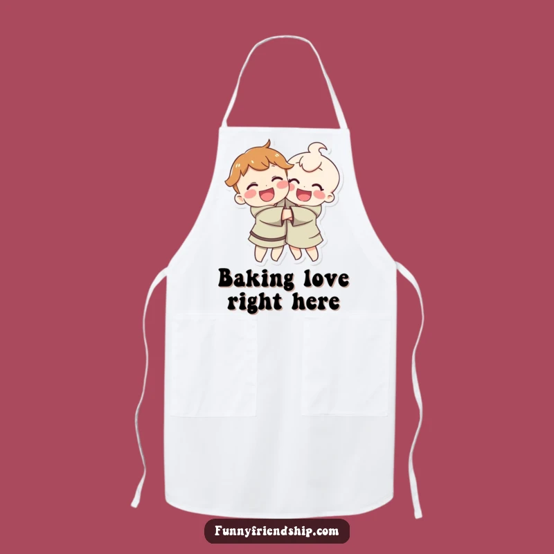 Funny Hugging Characters Apron: Cook with Love and a Smile