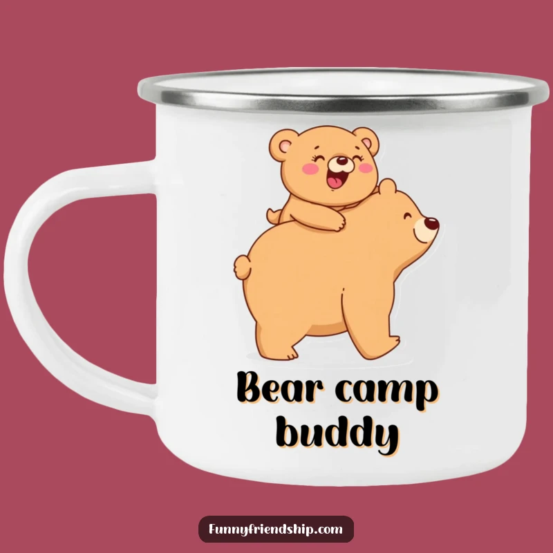 Funny Bear Piggyback Camping Mug: Giggling Sip for Adorable Outdoor Adventures