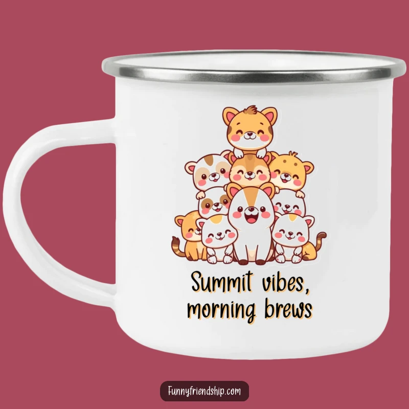 Durable Funny Animal Pyramid Camping Mug: Adventure Fuelled by Smiles
