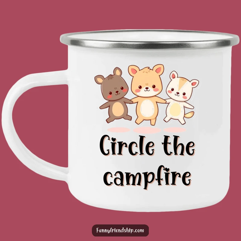 Funny Animal Friends Camping Mug: Joyful Circle for Adventures Gift