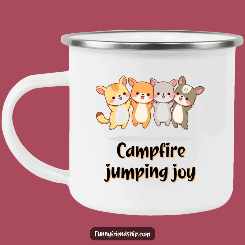 Funny Animal Friends Jumping Camping Mug - Outdoor Celebration Drinkware