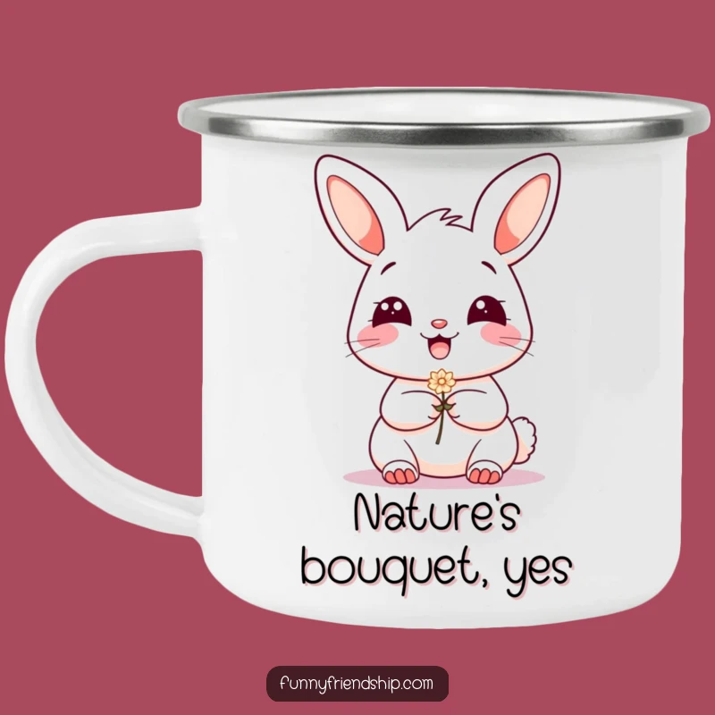 Funny Bunny Flower Camping Mug: Sip Sweetness on Your Adventures