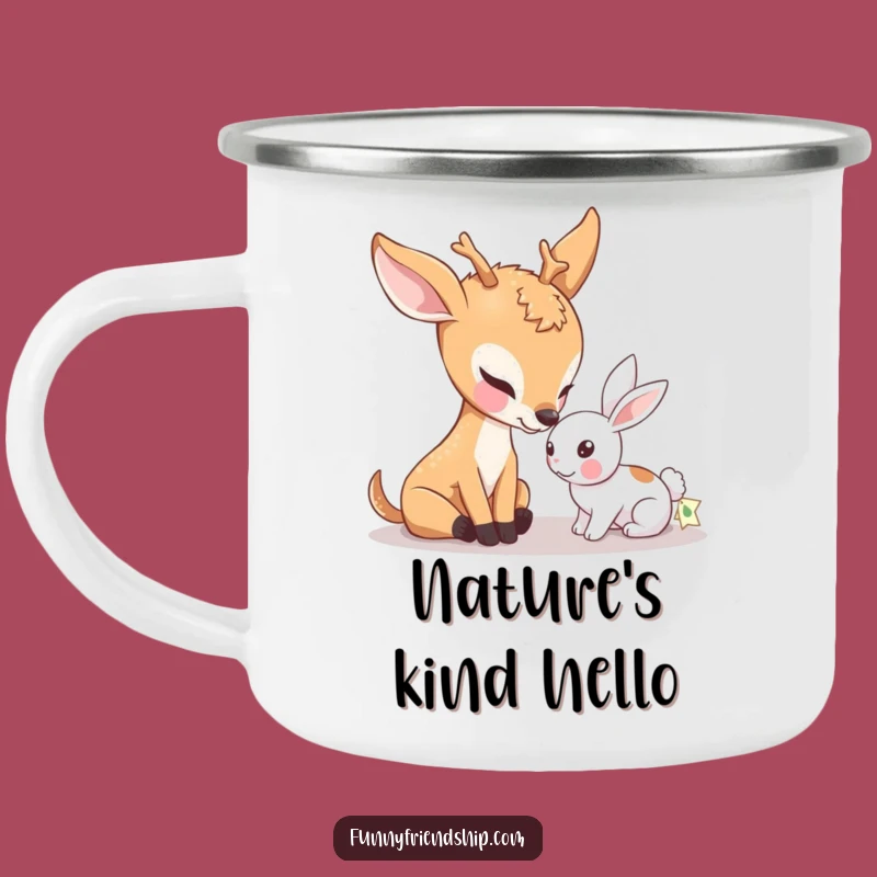 Funny Deer Camping Mug: Gentle Nudge Friendship Enamel Mug, Unique Gift