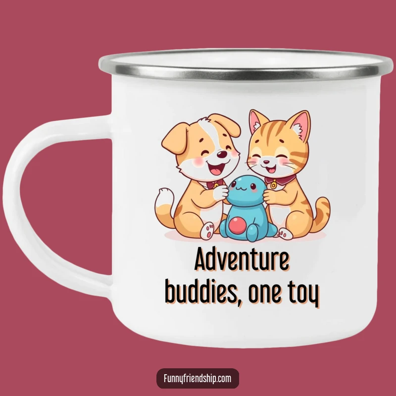 Funny Dog and Cat Adventure Mug: Hilarious Outdoor Gift for Companions