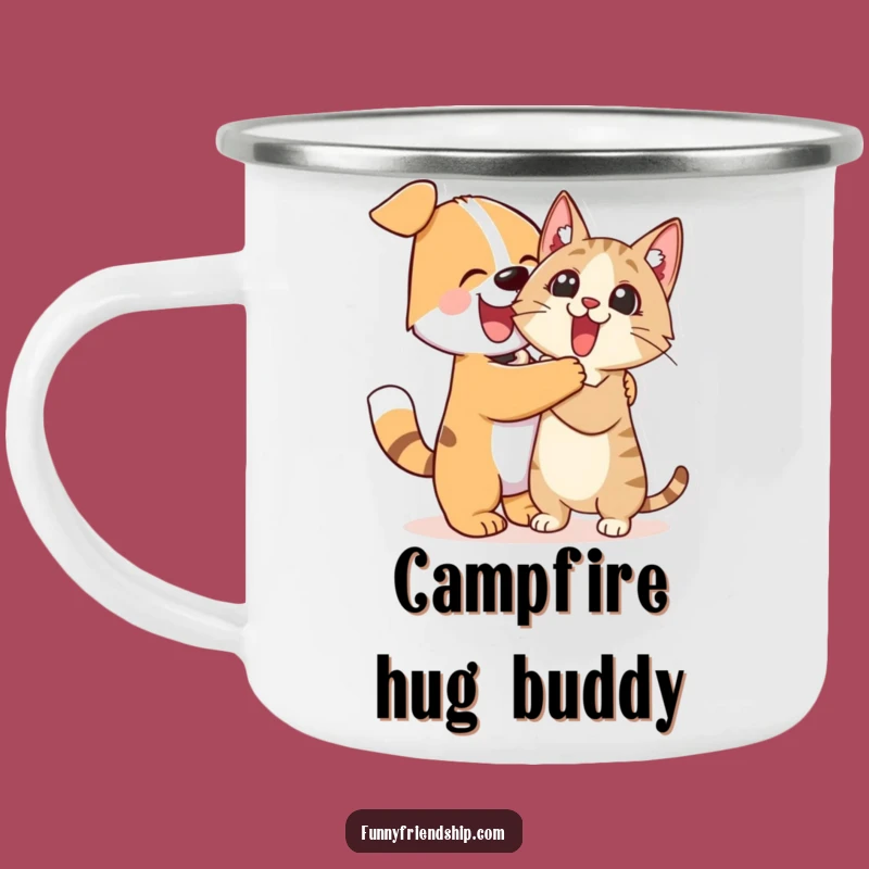 Funny Dog Cat Hug Camping Mug: Your Hilarious Companion for Pet-Loving Adventures