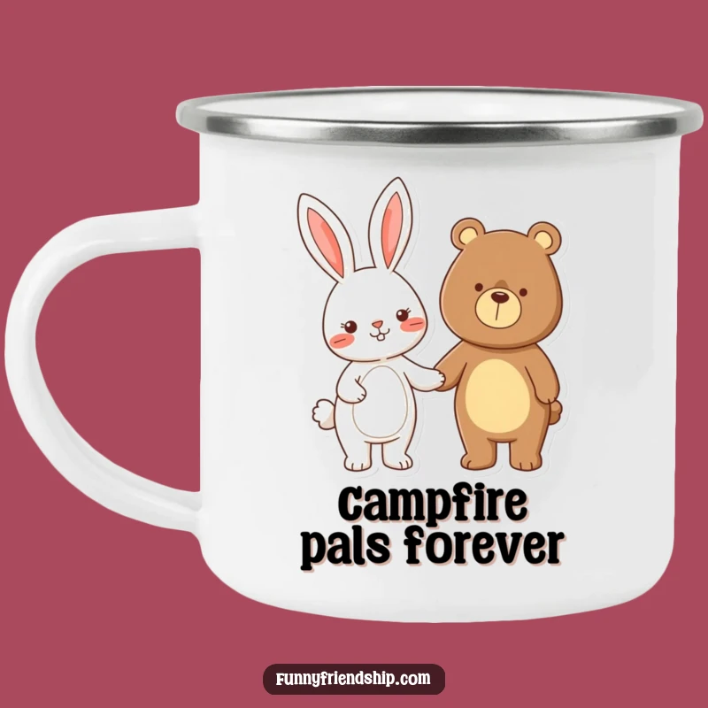 Funny Rabbit Bear Friendship Camping Mug: Share Adventures Together