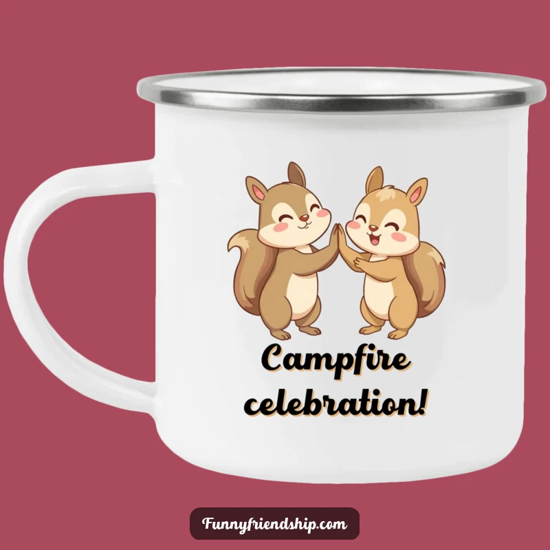 Funny Squirrel High-Five Camping Mug: Celebrate Adventures Outdoors