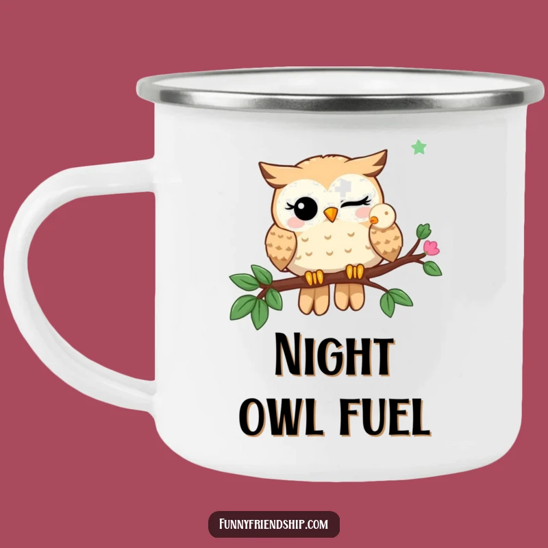 Funny Owl Buddies Camping Mug: Witty Sip for Wise Outdoor Adventures