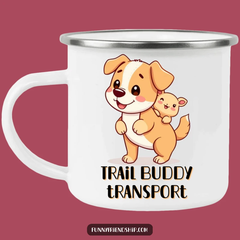 Funny Dog Piggyback Camping Mug - Enamel Character Ride Cup for Outdoors