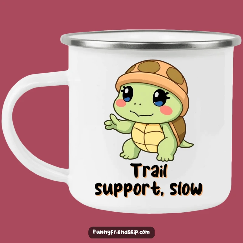 Funny Turtle Helping Hand Camping Mug: Durable Slow Support Enamel Mug, Great Funny Gift