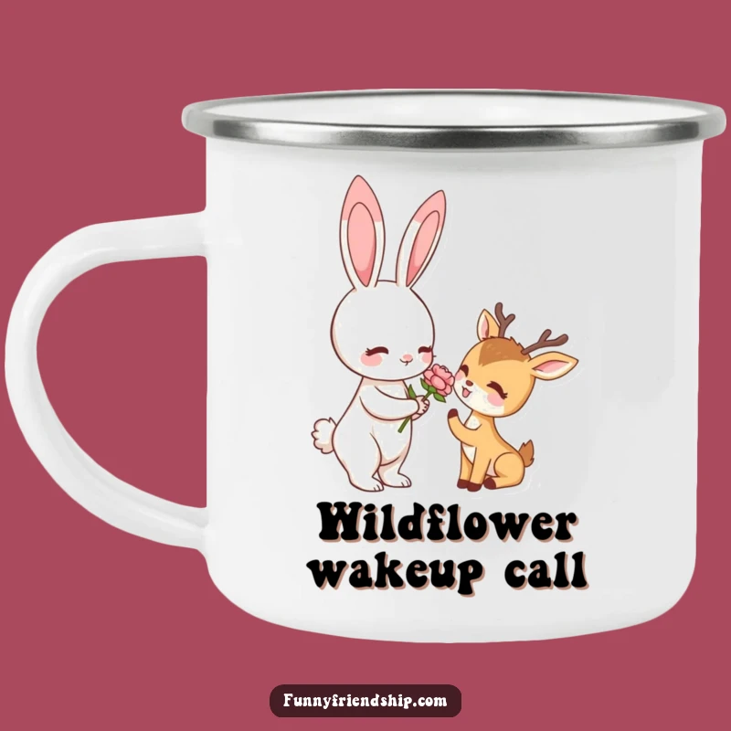 Funny Rabbit & Deer Flower Camping Mug: Adventure Fuelled by Woodland Smiles, Hilarious Gift