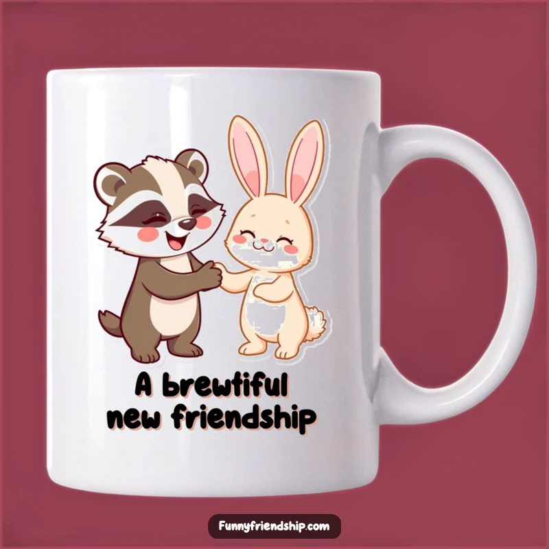 Funny Badger and Rabbit Handshake Mug: A Hilarious Friendship Gift