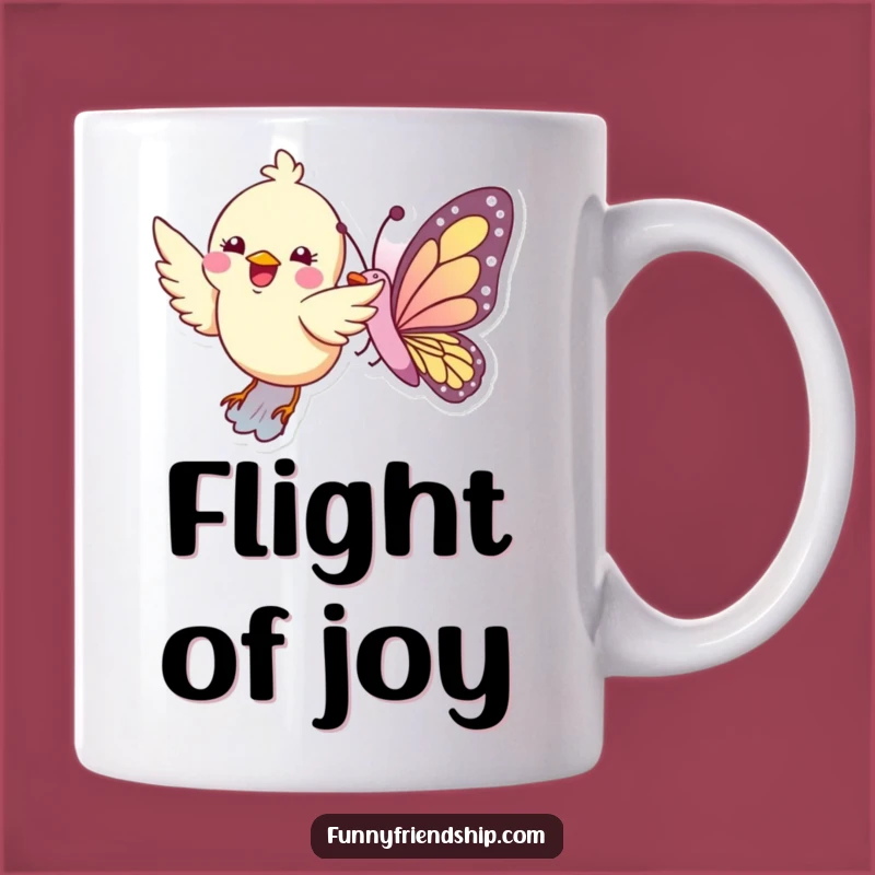 Funny Bird Butterfly Flight Mug - Joyful Companionship Character Duo