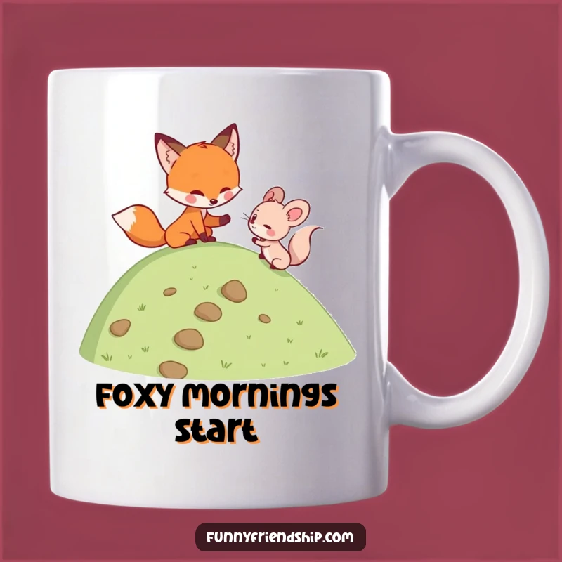 Funny Fox & Mouse Climbing Mug: Helpful Friends Adventure - A Hilarious Funny Gift!