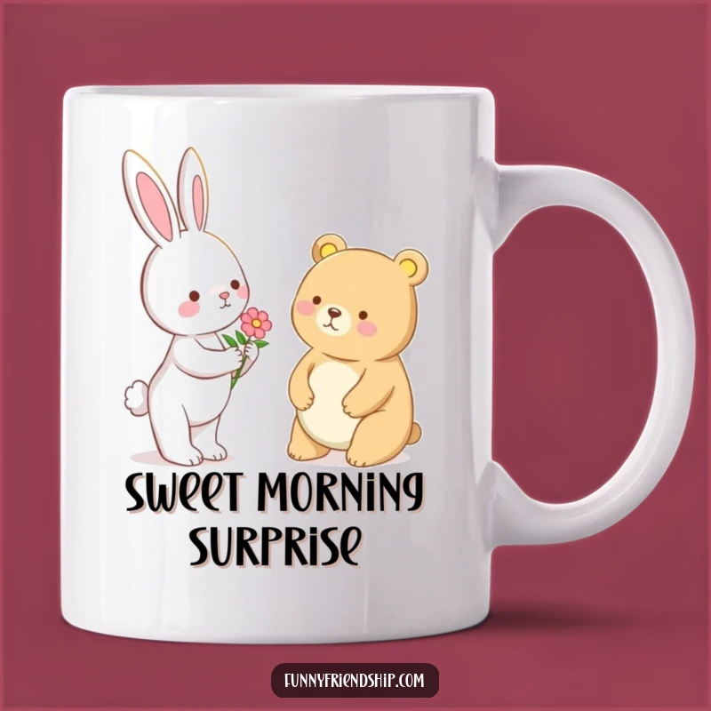 Funny Bunny Bear Flower Mug - Sweet Friendship Gift for Animal Lovers