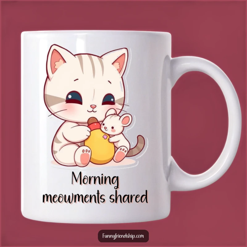 Funny Cat Mouse Toy Mug: Unexpected Friendship Hilariously Captured, Perfect Funny Gift!
