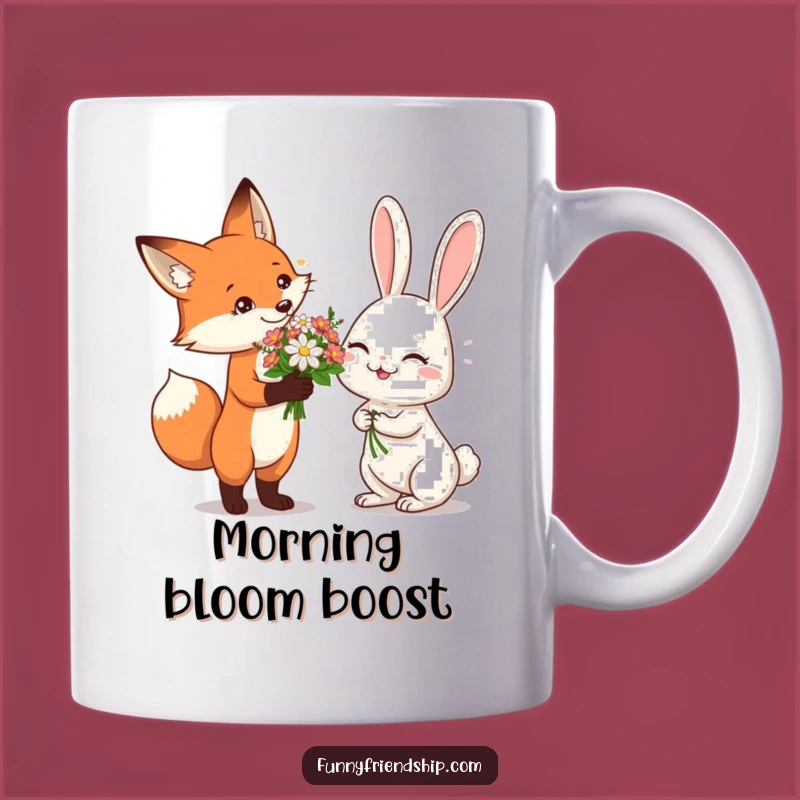 Funny Fox & Rabbit Flower Mug: A Charming and Humorous 'I Like You' Gift