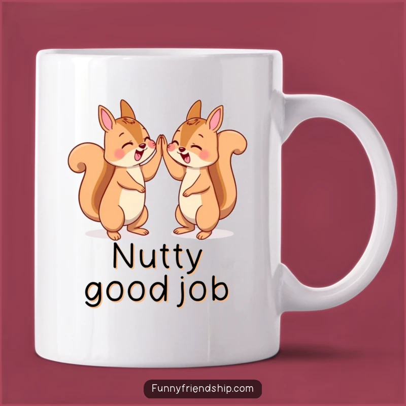 Funny Squirrel High Five Mug - Celebration Character Pair for Friends