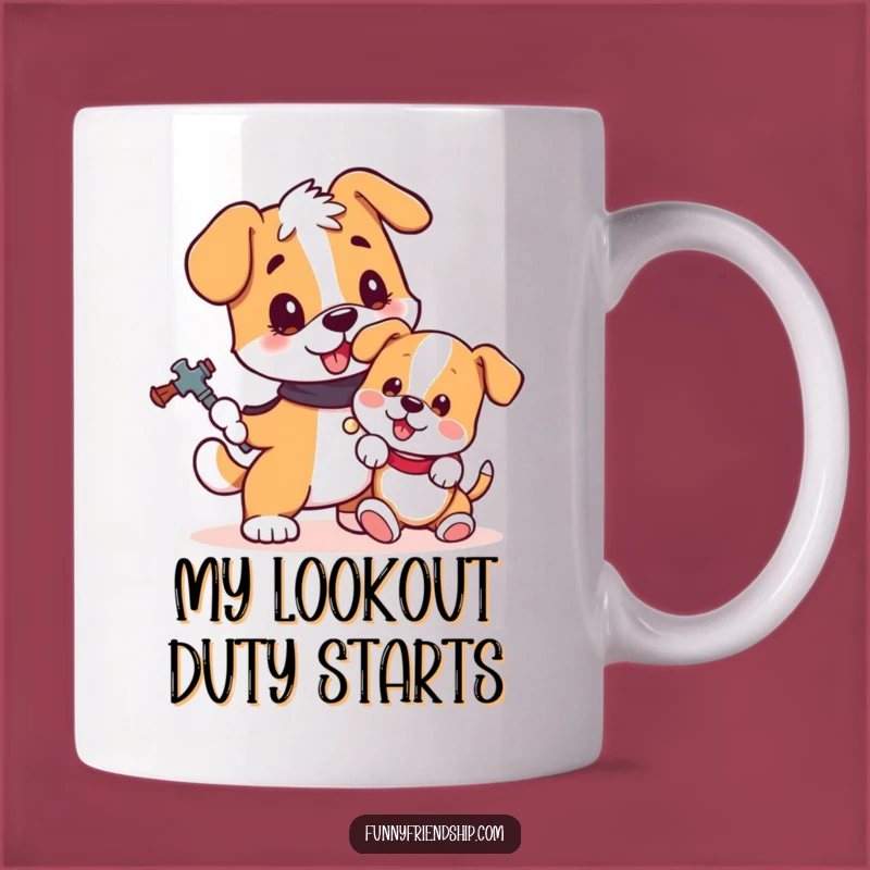 Funny Loyal Dog and Puppy Mug: The Perfect Guard Duty Gift for Pet Lovers