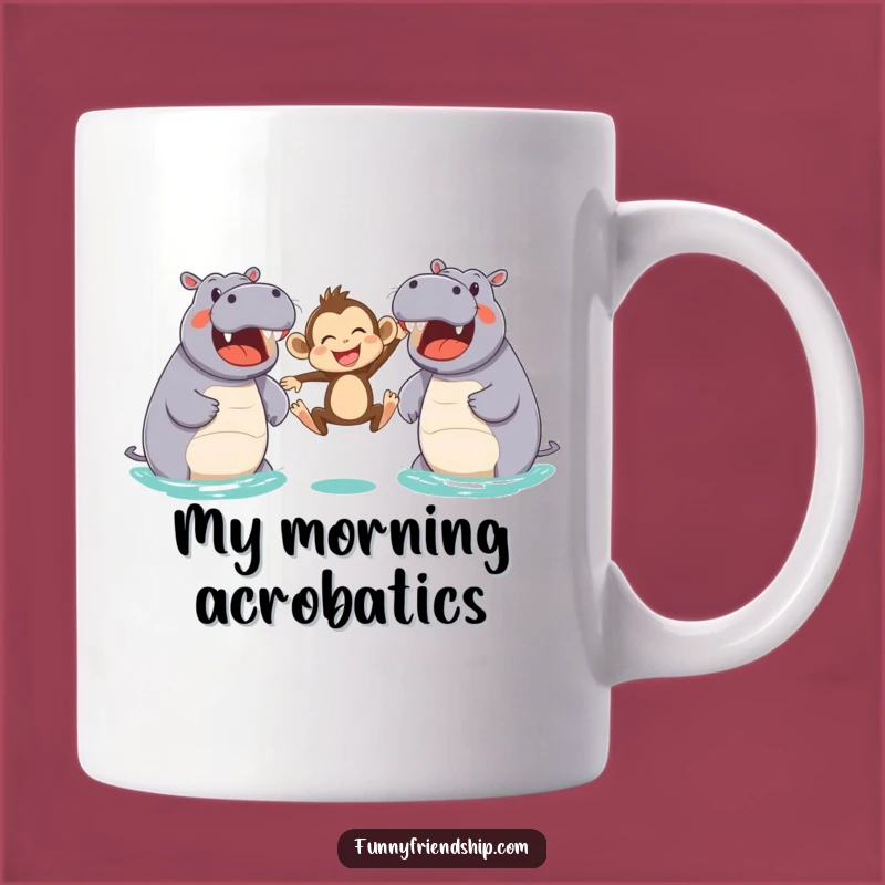 Funny Monkey & Hippo Leap Mug: A Hilarious Gift for Animal Lovers