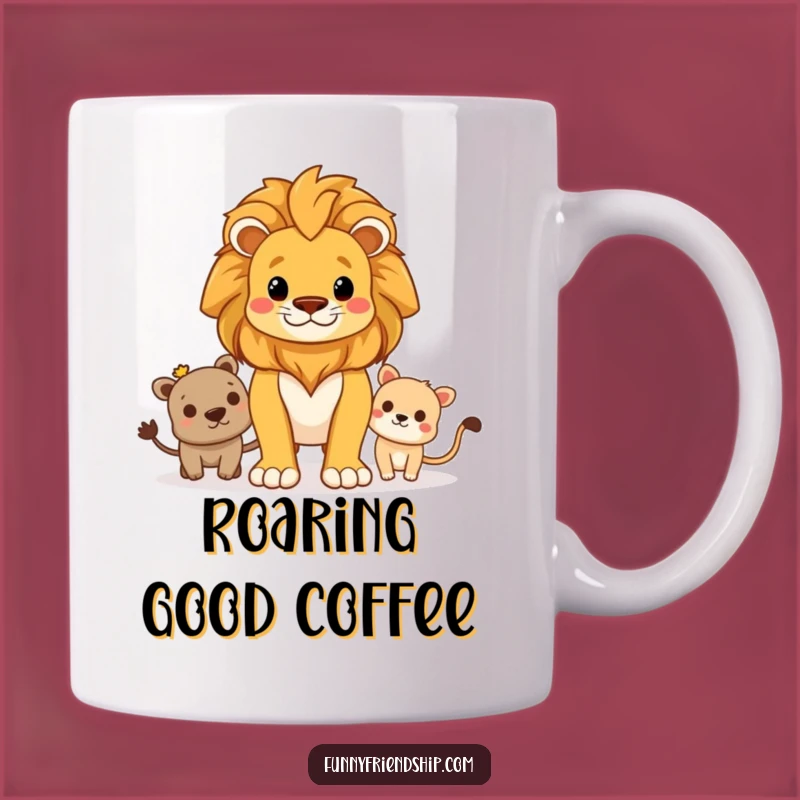 Funny Lion Protector Mug: Loyal Guard Friend Design, Perfect Funny Gift