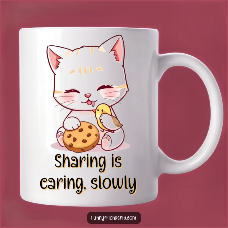 Funny Cat Bird Cookie Mug - Heartwarming Friendship Art - Perfect Humorous Gift