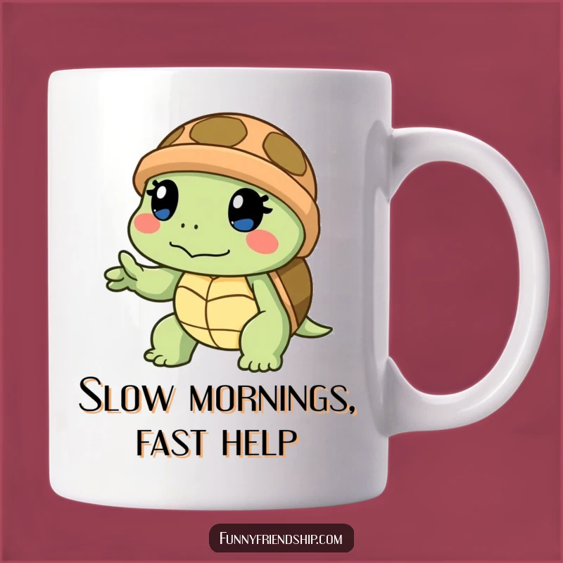 Funny Turtle Helping Hand Mug: Slow & Steady Support Design, Perfect Funny Gift