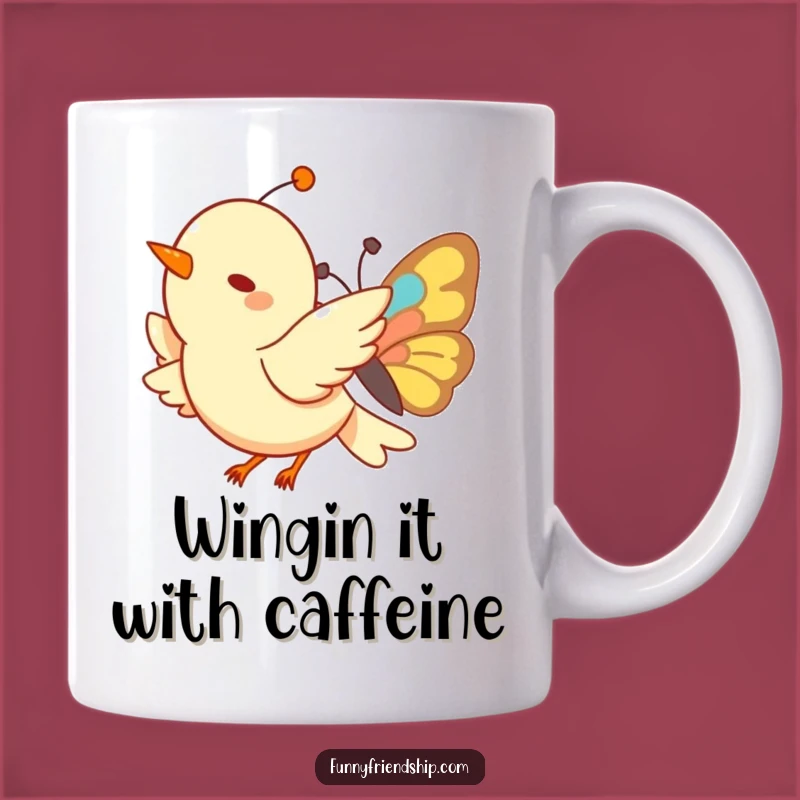 Funny Bird & Butterfly Mug: A Joyful Flight Companion, Perfect Funny Gift for Nature Lovers