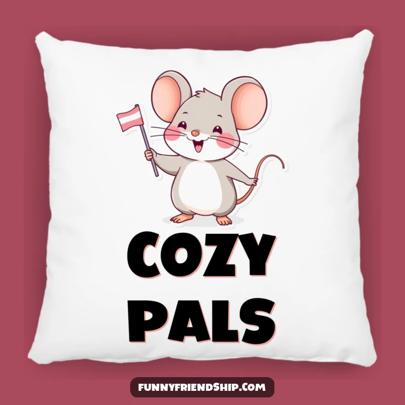 Soft Funny Mouse Friendship Flag Pillow - Comfy Cuddles with Tiny Banners!