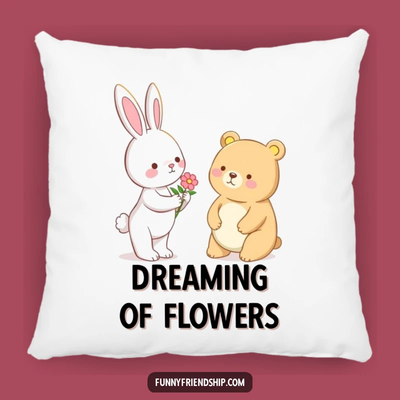 Funny Bunny & Bear Flower Pillow - Cozy Comfort Gift of Kindness