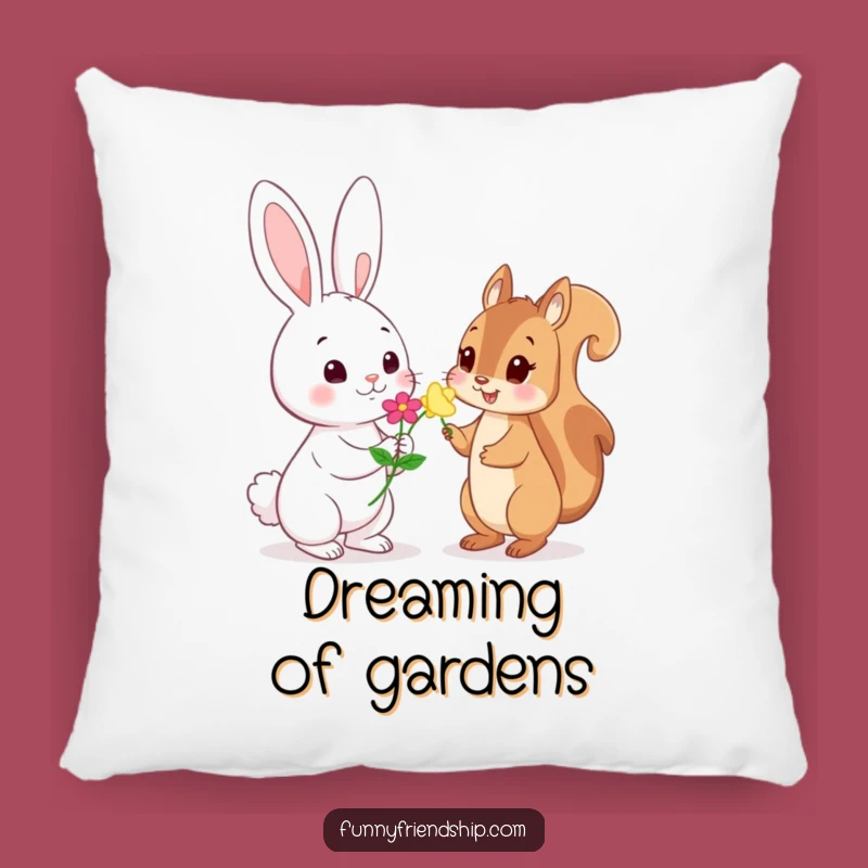 Funny Rabbit Squirrel Flower Pillow: Cuddle Up with Sweet Woodland Humor