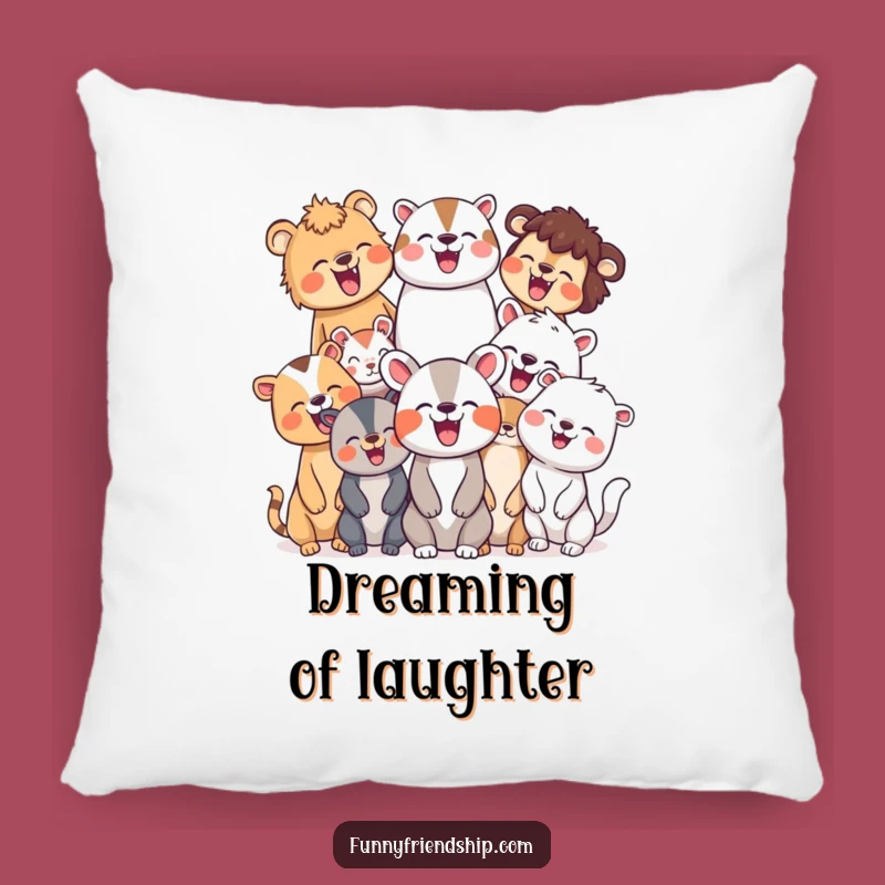 Funny Animal Laugh Pillow: Cozy Group Cushion, Cute Gift