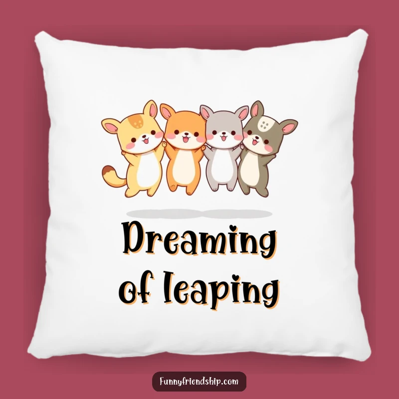 Funny Animal Friends Jumping Pillow - Cozy Comfort of Togetherness