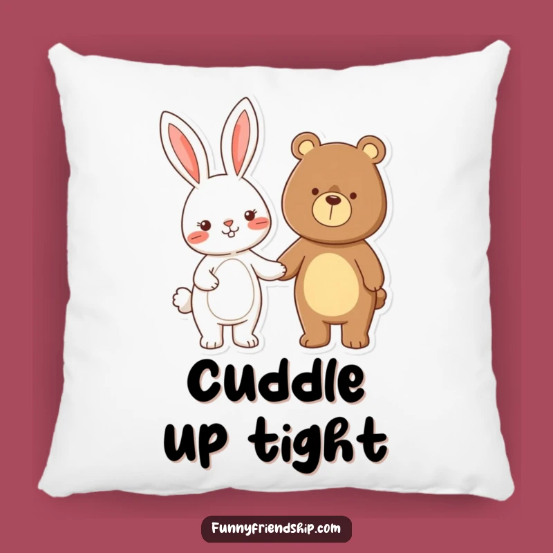 Funny Rabbit Bear Friendship Pillow: Soft Cartoon Accent for Comfort