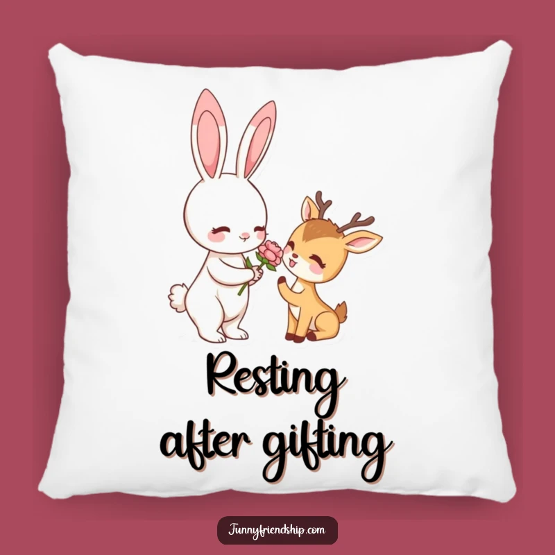 Funny Rabbit & Deer Flower Pillow: Cozy Comfort with Woodland Whimsy, Hilarious Gift