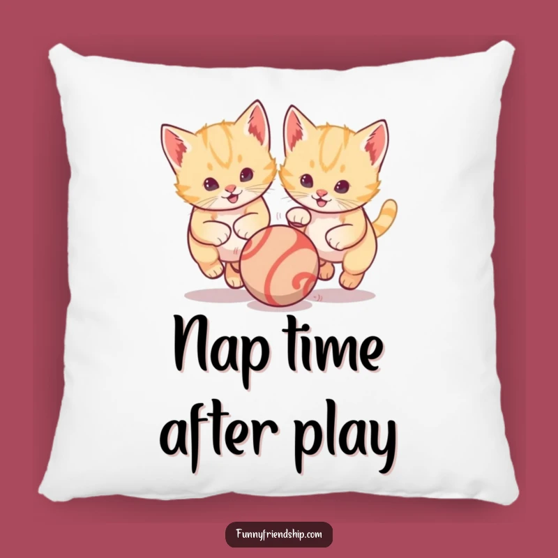 Funny Kitten Pillow: Cozy Cat Ball Chase Cushion, Cute Gift