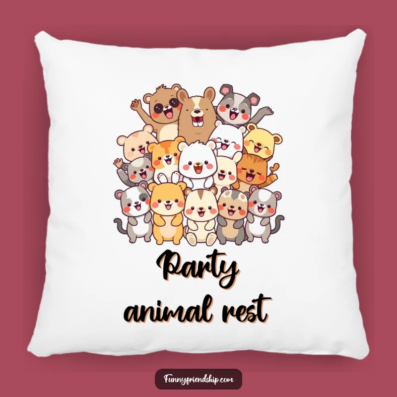 Funny Party Animals Pillow: Cozy Celebration Comfort Funny Gift