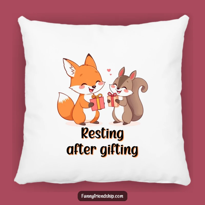 Funny Fox Squirrel Gift Pillow: Cuddle Up with Generous Friends!