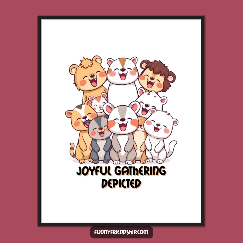 Funny Animal Laugh Digital Art Print: Joyful Group Decor, Instant Gift