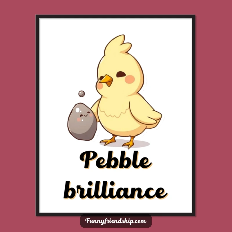 Funny Bird Pebble Gift Digital Art - Instant Avian Charm Download