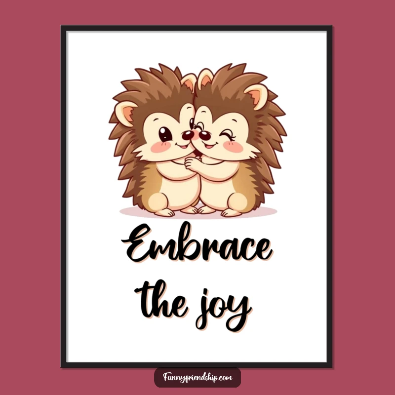 Funny Hedgehog Hug Digital Art - Cute Instant Download for Animal Lovers