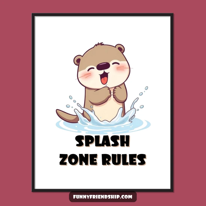 Funny Otter Splash Digital Art: Instant Laughs, Hilarious Wall Decor, Perfect Gift