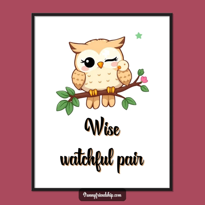 Funny Owl Buddies Digital Art: Witty Duo for Instant Wise Decor