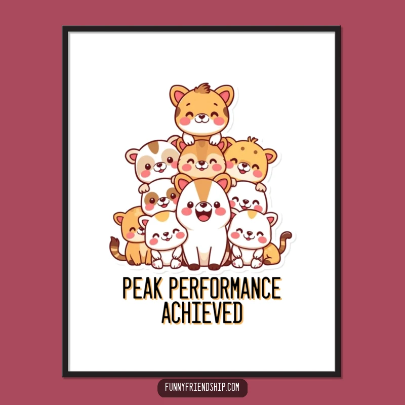 Instant Funny Animal Pyramid Digital Art: Print Instant Joyful Decor
