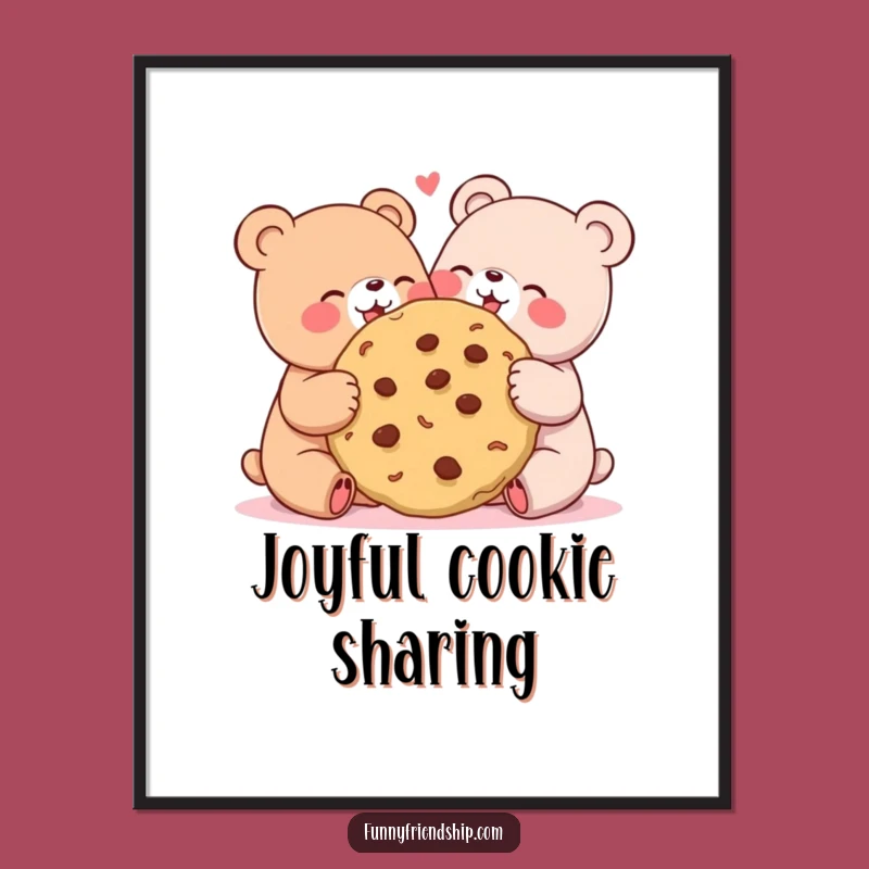 Funny Bear Cookie Sharing Digital Art: Instant Friendship Vibes