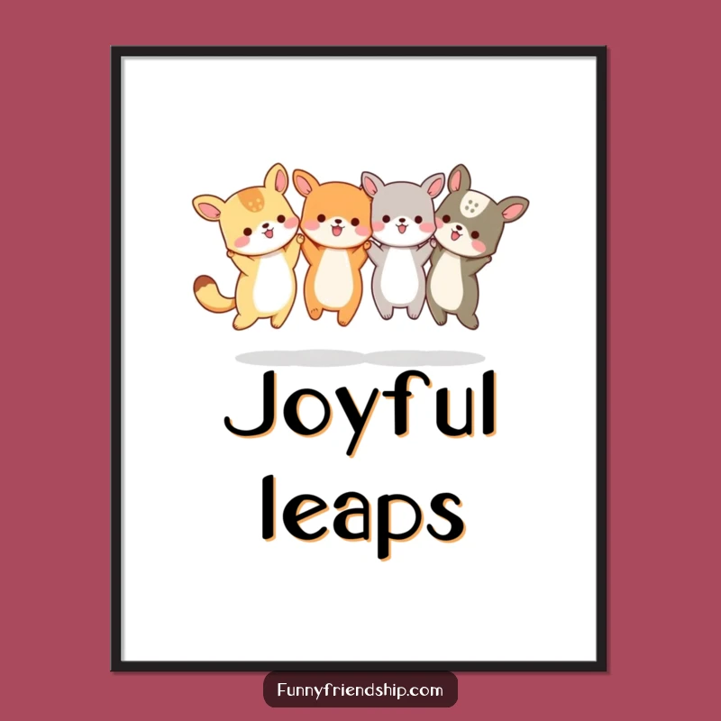 Funny Animal Friends Jumping Digital Art - Instant Joy Download
