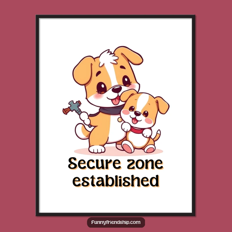 Funny Dog and Puppy Digital Art Print: Adorn Your Walls with Loyal, Joyful Art